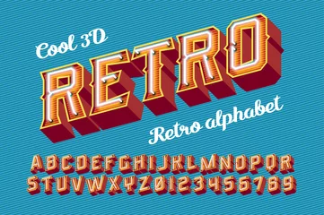 Fotobehang Retro compositie 3D vintage letters with neon lights