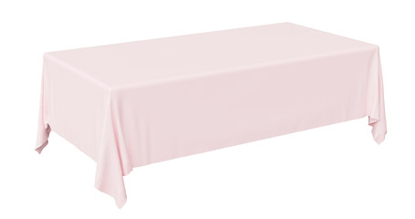 Pink rectangular tablecloth diagonal view - obrazy, fototapety, plakaty