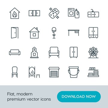Modern Simple Set of buildings, furniture, housekeeping Vector outline Icons. Contains such Icons as  frame,  home,  water,  industry, fire and more on white background. Fully Editable. Pixel Perfect.