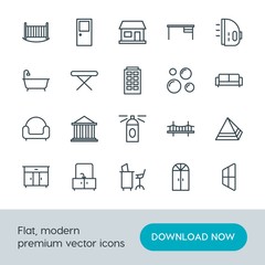 Modern Simple Set of buildings, furniture, housekeeping Vector outline Icons. Contains such Icons as  property,  landscape,  desk, pyramid and more on white background. Fully Editable. Pixel Perfect.