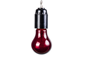 red light bulb on a white background