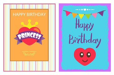 Happy Birthday Princess Poster, Heart and Crown