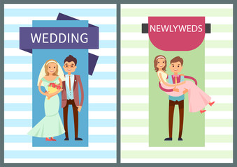 Wedding and Newlyweds Set Vector Illustration