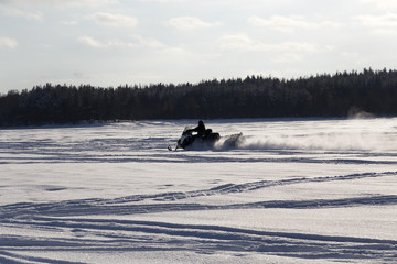 Snow mobile on the ice