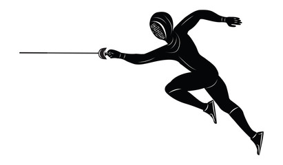 Sketch - Fencer with rapier - isolated on white background - art vector illustration