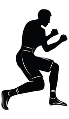 Sketch - Boxer in the rack for punching hands - isolated on white background - art vector illustration