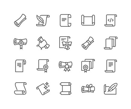 Line Scrolls and Papers Icons