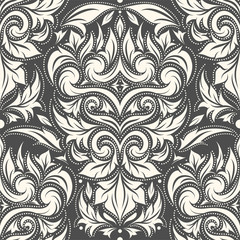 Black and white vintage seamless pattern. Paisley elements. Ornament. Traditional, Ethnic, Turkish, Indian motifs. Great for fabric and textile, wallpaper, packaging or any desired idea.
