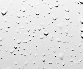 Drops of water with shadow on white background