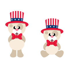 4 july cartoon cute dog in hat set