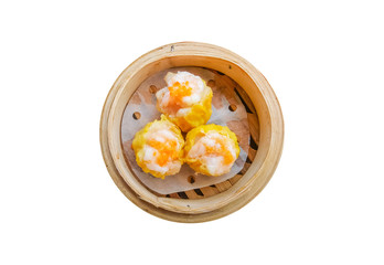 basket of Shumai a traditional Chinese dumpling usually served as dim sum isolated