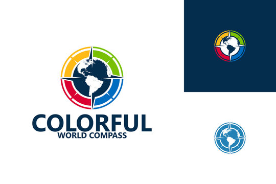 Colorful World Compass Logo Template Design Vector, Emblem, Design Concept, Creative Symbol, Icon