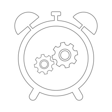 recommend clip art: Clock mechanism with cogwheels. Time symbol. Outline. Vector icon.