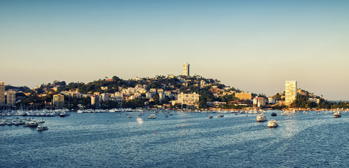 panoramic view of the skyscraper riviera of Acapulco Mexico