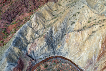 rock formation and creek - aerial view