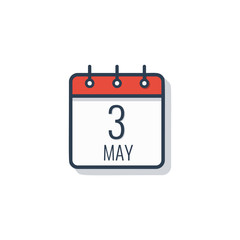 Calendar day icon isolated on white background. May 3.