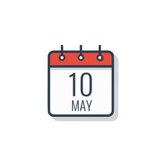Calendar day icon isolated on white background. May 10.