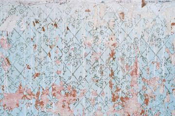 abstract texture of the old blue wall. worn vintage wall with stains of white paint. shabby background. wallpaper.