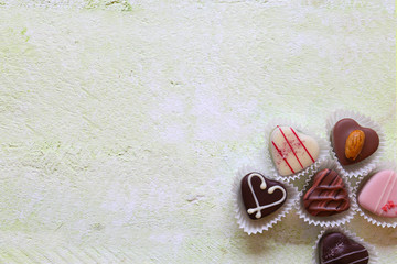 chocolate on old wooden table