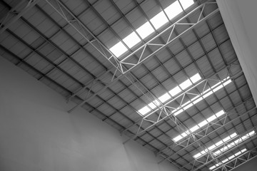 modern glass roof inside office center or mall