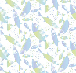 blue river fish seamless pattern.