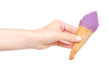 Ice cream cone in hand