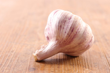 garlic on wood background