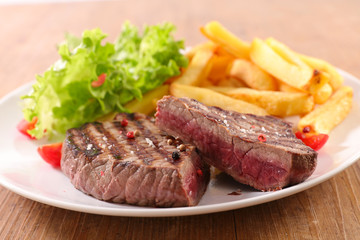 grilled beef and french fries