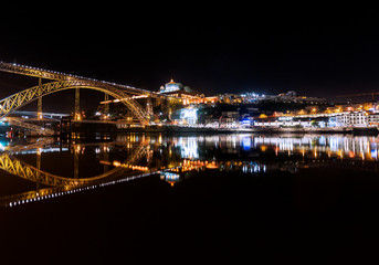 Fototapeta na wymiar Nightview of Porto, Douro River, Portugal.