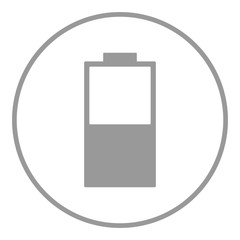 Half charged battery. Vector icon.