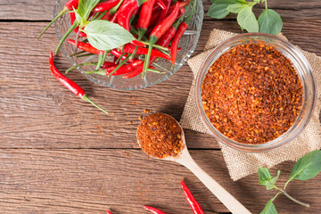 Chili powder and red chili pepper.