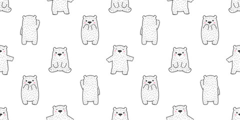 bear seamless pattern polar bear vector panda doodle isolated background wallpaper