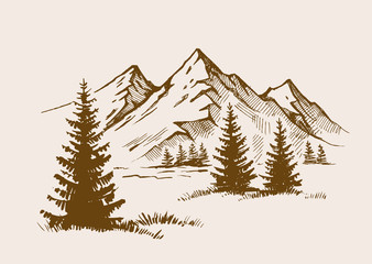 Obraz premium illustration of mountain landscape