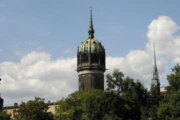 Teilansicht, evangelische Schlosskirche, Lutherstadt Wittenberg, Sachsen-Anhalt, Deutschland, Europa