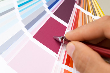 Grafiker wählt eine Farbe aus | Farbfächer