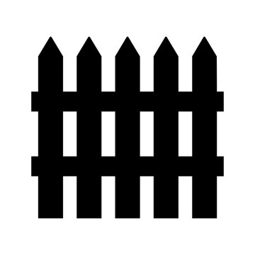 Simple Silhouette Illustration/icon Of A Picket Fence. Isolated On White