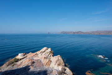 The sea in Calabardina under the blue sky, Murcia