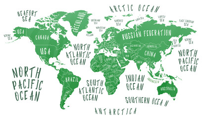 Earth map with the name of the countries © goolliver25