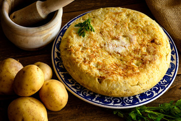 still life with spike typical Spanish potato omelette