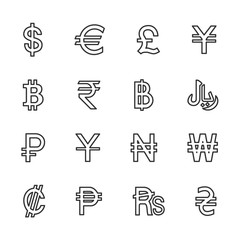 Vector image set to currency the line icons.