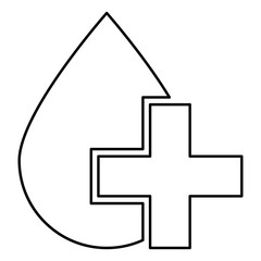 Obraz premium Drop and cross icon black color illustration flat style simple image