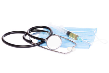 Stethoscope syringe medical gloves 