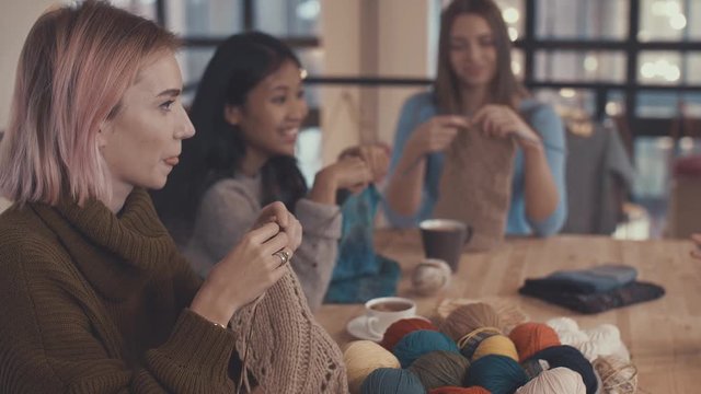 Knitting women in the master class