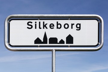 Silkeborg city road sign in Denmark 