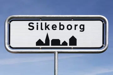 Foto op Canvas Silkeborg city road sign in Denmark  © Ricochet64