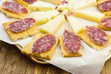 Appetizer with cheese and Italian salami
