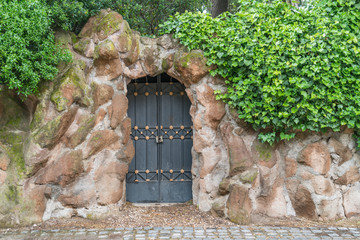 stone wall with door Villa Borghese rome italy