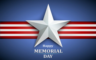 Memorial Day with star on national flag background. Vector illustration