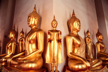The Buddha statue set in two direction with standing and sitting-meditation position.