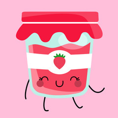 Kawaii minimalist strawberry jam glass bottle